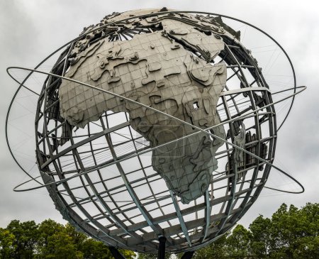 Wonderful photo of Africa and Europe from the unisphere of the well-known Flushing Meadows-Corona Park in the Queens borough of New York (USA).