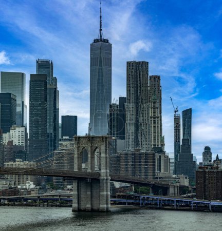Photo for The Brooklyn Bridge connects the boroughs of Manhattan and Brooklyn in New York City (USA), this bridge is one of the most famous and well known in the Big Apple. - Royalty Free Image