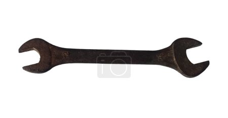 Photo for Old rusty spanner isolated on white background. Clipping path included. - Royalty Free Image