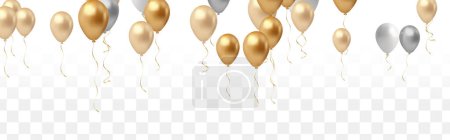 Illustration for Glossy Happy Birthday Balloons Background Vector Illustration eps10, Balloons isolated on transparent background - Royalty Free Image