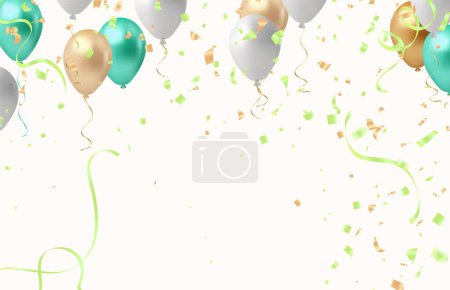 Téléchargez les illustrations : Fond de célébration avec ballons et confettis. Illustration vectorielle. - en licence libre de droit