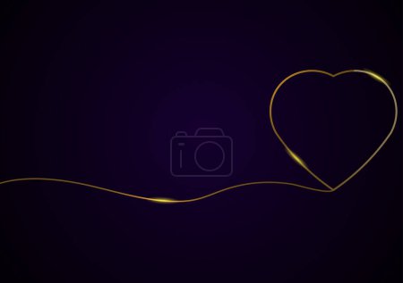 Illustration for Golden heart on dark background - Royalty Free Image