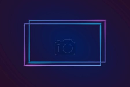 Illustration for Neon color light rectangle frame. Retro fluorescent  border. Object on gradient background vector. Neon line in graphic style. - Royalty Free Image