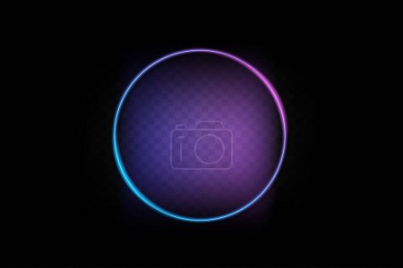 Illustration for Neon color light circle frame. Retro fluorescent  border. Object on gradient background vector. Neon line in graphic style. - Royalty Free Image