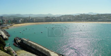 Photo for Spain, San Sebastian, view of the city and the Beach of La Concha from Mount Urgull - Royalty Free Image