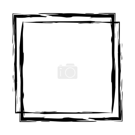 Illustration for Square frame in sketch style on white background. Brush texture. Vector illustration. Stock image. EPS 10. - Royalty Free Image