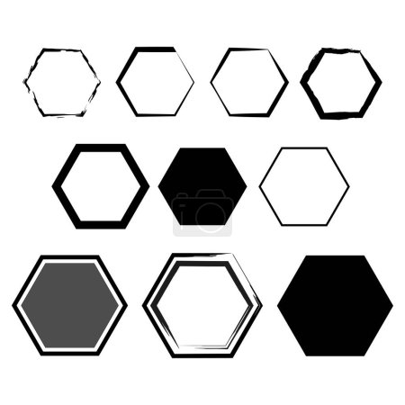 Illustration for Brush hexagons on white background. Design element. hexagon frame set. Vector illustration. stock image. EPS 10. - Royalty Free Image