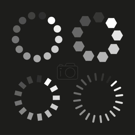 Illustration for Loading symbols set. Round shape. Computer interface. Download process. Vector illustration. stock image. EPS 10. - Royalty Free Image