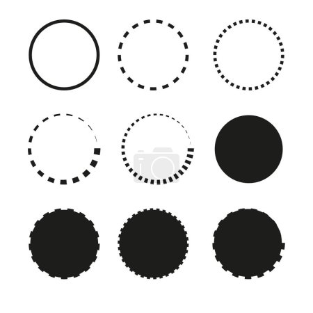 cercles ligne de tiret. Circle spin set. Fond géométrique. Des cercles de chargement parsemés. Illustration vectorielle. Image de stock. SPE 10.