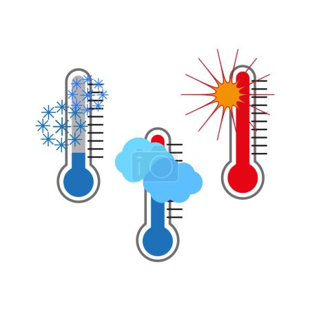 Illustration for Cartoon thermometers sign. Cartoon thermometers. Different weather. Icon for medical design. Vector illustration. stock image. EPS 10. - Royalty Free Image