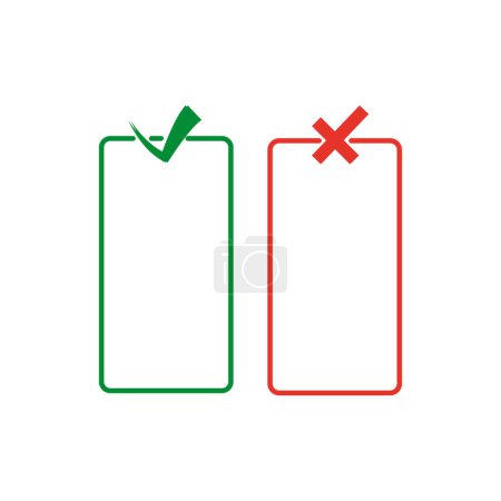 Illustration for Dos and donts are rectangles. The checkmark and cross are red. Vector illustration. EPS 10. - Royalty Free Image