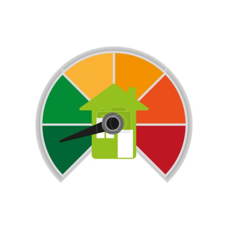 Green house energy arrow. Green energy. Vector illustration. EPS 10.