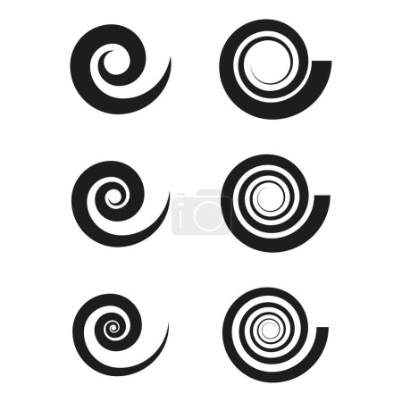 Téléchargez les illustrations : Icônes spirales noires. Élément design. Illustration vectorielle. SPE 10. - en licence libre de droit