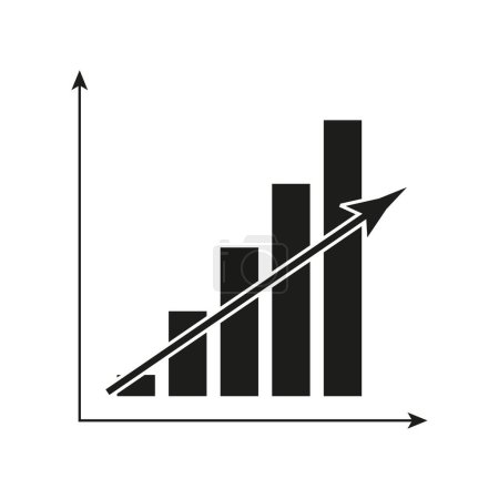 Ilustración de Gráfico de flecha de columna. Gráfico de mercado dinero de ganancia. Símbolo de crecimiento. Ilustración vectorial. EPS 10. - Imagen libre de derechos