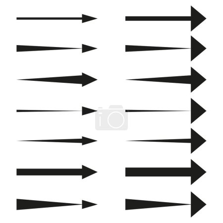 Illustration for Black arrows pointing right. Arrow shape element set. Vector illustration. EPS 10. - Royalty Free Image