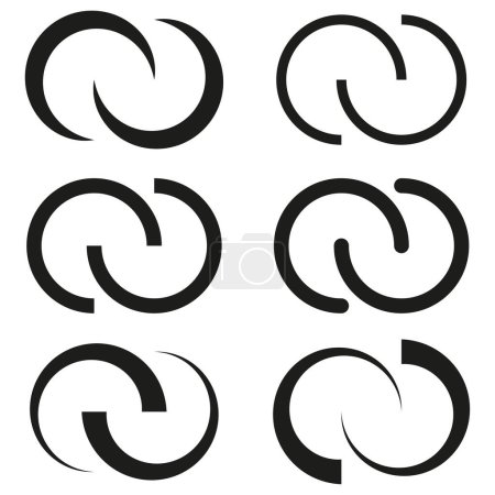 Ilustración de Encaje, interconectados, círculos en intersección, anillos forma simbólica abstracta, icono. Ilustración vectorial. EPS 10. - Imagen libre de derechos