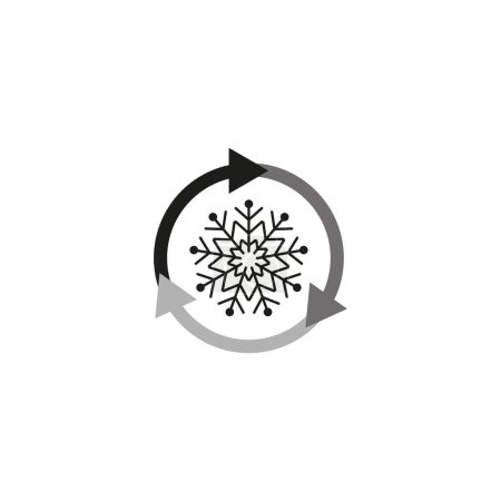 Illustration for Freezer control icon, auto cooling or defrost, conditioning car or house, snowflake with two rotation arrows. Vector illustration. stock image. EPS 10. - Royalty Free Image