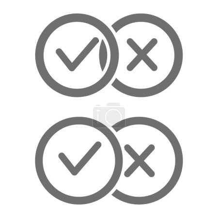 Check marks line icon. Tick and cross checkmarks, approved, rejected, correct, incorrect symbol. Vector illustration. stock image. EPS 10.