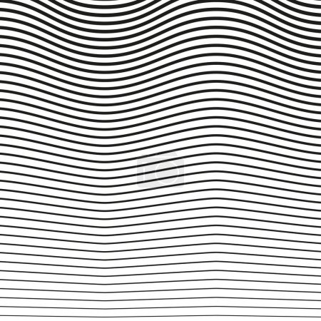 Horizontal lines, stripes pattern. wavy, curving distortion effect. Bending, warped lines with random thickness. Vector illustration. stock image. EPS 10.