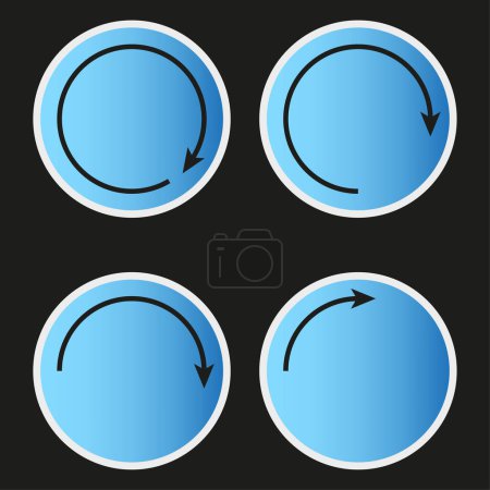 Téléchargez les illustrations : Flèches circulaires, et cercles pleins. Des flèches bleues. Illustration vectorielle. image de stock. SPE 10. - en licence libre de droit
