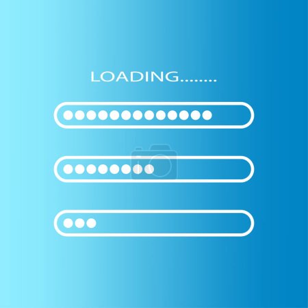 Illustration for Loading icon. Loading bar on a blue background. Different loading bars. Vector illustration. EPS 10. stock image. - Royalty Free Image