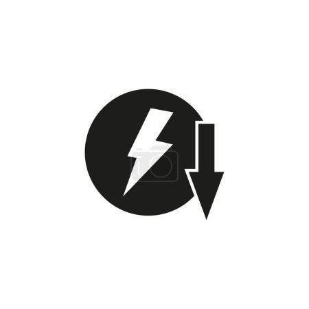 Ilustración de Señal eléctrica con flecha hacia abajo. Icono de energía eléctrica baja. Ilustración vectorial. EPS 10. Imagen de stock. - Imagen libre de derechos