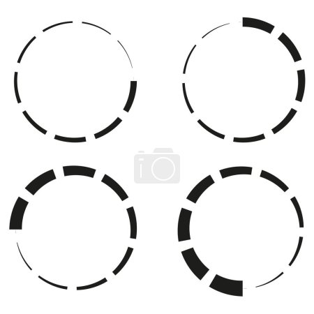 Illustration for Progress, steps, phases indicator. Circle, circular loading icon. Preloader, buffer shape. Vector illustration. EPS 10. Stock image. - Royalty Free Image
