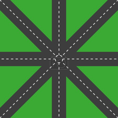 Illustration for Junction, road from above with perspective. Vector illustration. EPS 10. Stock image. - Royalty Free Image