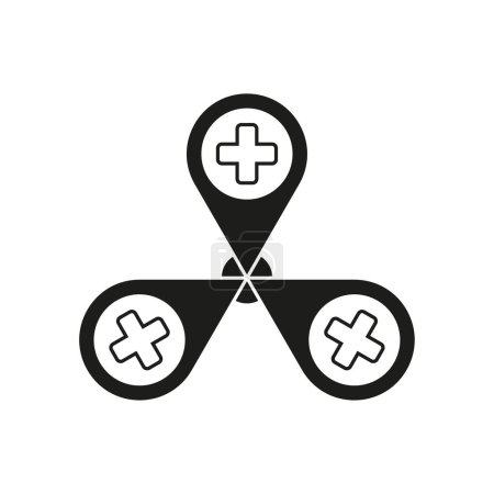 Illustration for Hospital map markers icon. Vector illustration. EPS 10. Stock image. - Royalty Free Image