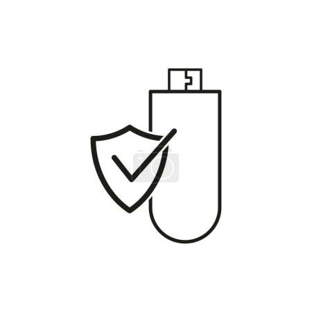 Téléchargez les illustrations : Icône de sécurité de lecteur flash. Clé USB avec symbole de cadenas. Illustration vectorielle. SPE 10. Image de stock. - en licence libre de droit
