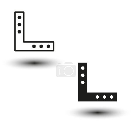 Ángulo de montaje icono del soporte de metal, soporte de estante en forma de L. Ilustración vectorial. EPS 10. Imagen de stock.