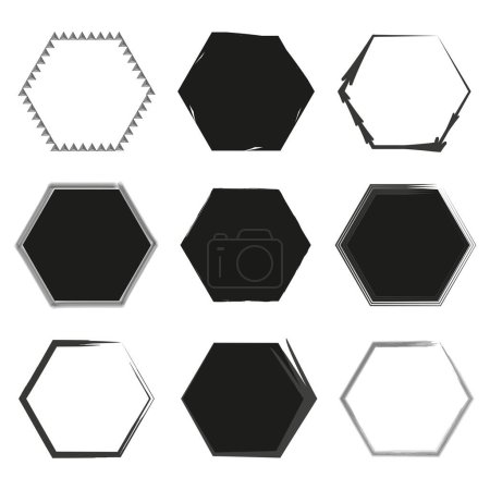 Collection of hexagonal shapes, perfect for modern design applications. Vector illustration. EPS 10. Stock image.