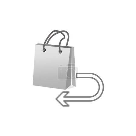 Shopping bag return policy. Consumer service icon. Vector illustration. EPS 10. Stock image.