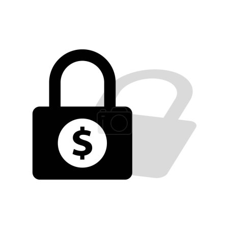 Concept de sécurité financière. Cadenas avec symbole dollar. Illustration vectorielle. SPE 10. Image de stock.