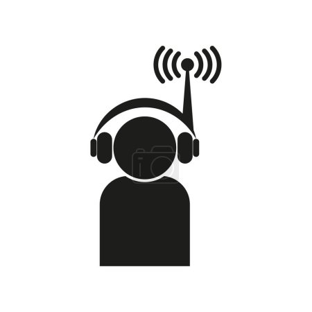 Podcast communication, wireless headphones. Audio streaming technology. Vector illustration. EPS 10. Stock image.
