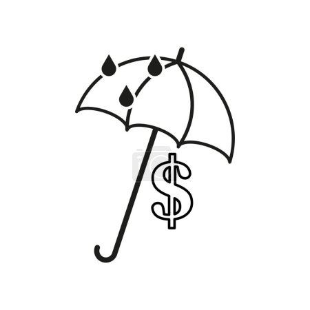 Umbrella shields from rain. Dollar safety sign. Vector illustration. EPS 10. Stock image.