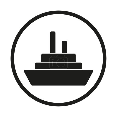 Schiffsikone Kreis Symbol. Seeverkehr. Frachtschifffahrtszeichen. Vektorillustration. EPS 10. Archivbild.