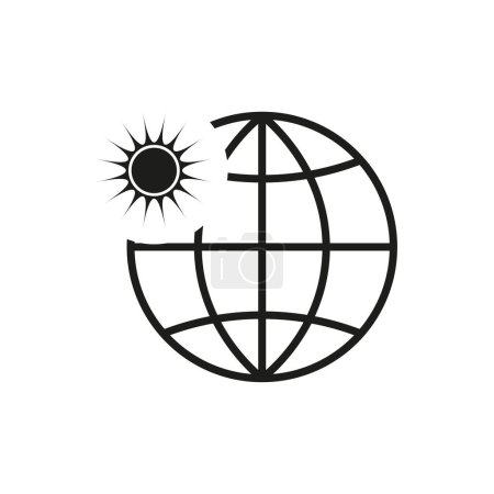 Sun and globe icon. Global warming. Vector illustration. EPS 10. Stock image.