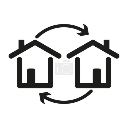 House exchange cycle, property swap deal, flexible relocation, smart investment. Vector illustration. EPS 10. Stock image.