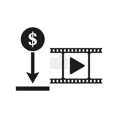 Cost reduction video. Affordable content. Economic symbol. Vector illustration. EPS 10. Stock image.