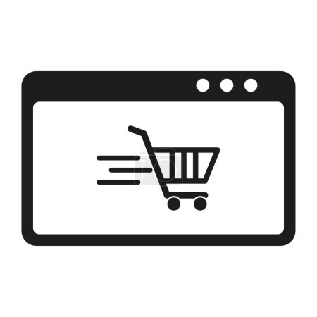 Online Shopping Cart on Web Browser Icon. Vector illustration. EPS 10. Stock image.
