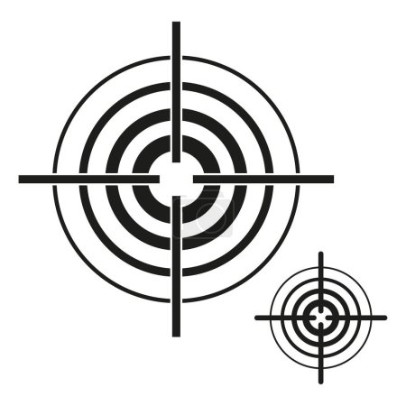 Illustration for Targets for precision aim. Crosshairs on concentric circles. Sniper focus icons. Aim high and low. Vector illustration. EPS 10. Stock image. - Royalty Free Image