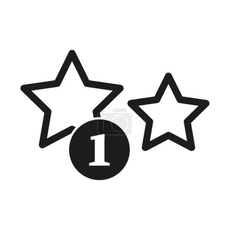 Nummer eins und Star-Ikone. Das Symbol für den ersten Platz. Gewinner und Bewertungsthema. Vektorillustration. EPS 10. Archivbild.