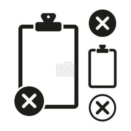Illustration for Clipboard icon with cross marks depicting disapproval or incorrect items. Vector illustration. EPS 10. Stock image. - Royalty Free Image