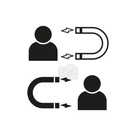 Conjunto de iconos de interacción y retroalimentación. Símbolos de comunicación bidireccionales. Concepto de intercambio de información. Ilustración vectorial. EPS 10. Imagen de stock.