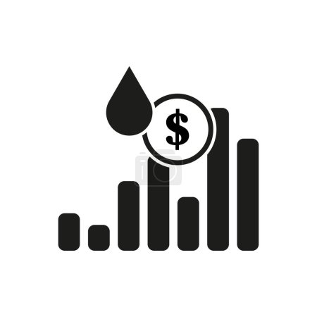 Oil price chart icon. Economic growth graph. Market trend symbol. Vector illustration. EPS 10. Stock image.