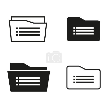 Collection of folder icons. Document organization symbols. File storage and archive signs. Vector illustration. EPS 10. Stock image.