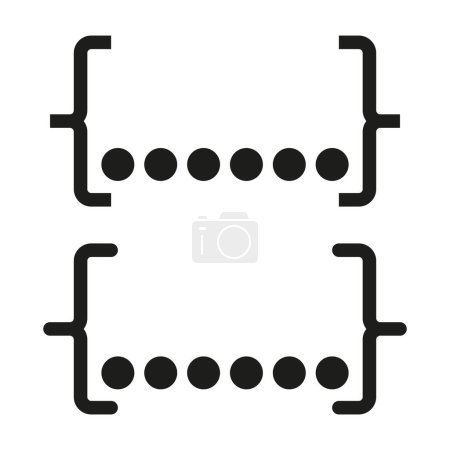 Digital code brackets and dots symbol. Programming and coding concept icon. Software development and encryption sign. Vector illustration. EPS 10. Stock image.