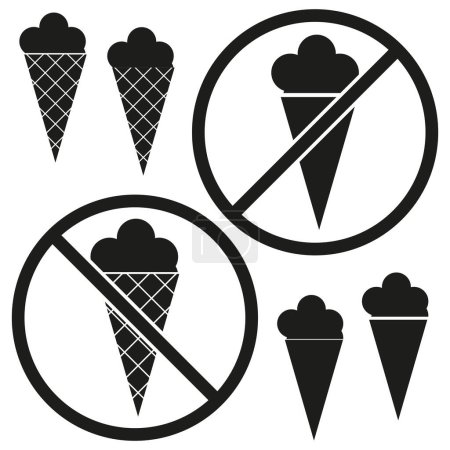 Eistüten verweigerten die Beschilderung. Kein Nachtisch-Symbol. Verbotene Süßigkeiten. Emblem der Ernährungsbeschränkungen. Vektorillustration. EPS 10. Archivbild.