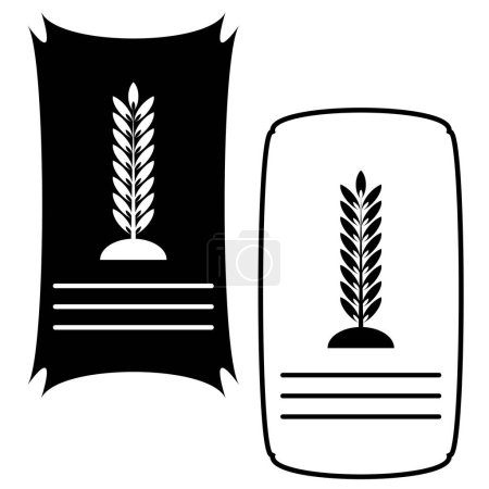 Agricultural sack icons. Grain product packaging. Farming commodity bags. Cereal harvest storage. Vector illustration. EPS 10. Stock image.